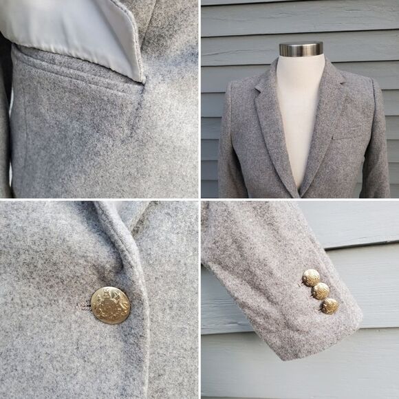 J. Crew Gray Wool Blend 2 Button Preppy Acadamia School Boy Schoolboy Blazer 00 - Picture 5 of 8